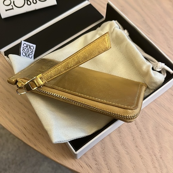 NWT Loewe Puzzle Coin Cardholder Wallet Metallic Gold Leather - Picture 8 of 8